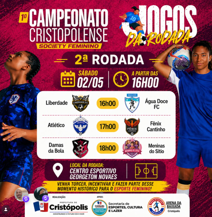 2ª RODADA DO CAMPEONATO FEMININO DE FUTEBOL SOCIETY ACONTECE NESSE SÁBADO (02/05) EM CRISTÓPOLIS